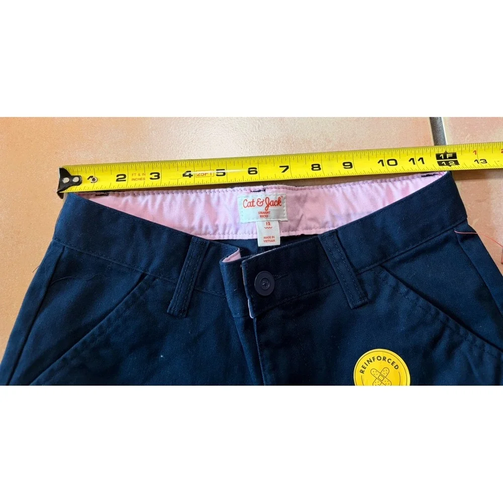 2 NWT Cat & Jack Girls Straight School Uniform Pants Navy Blue Size 12